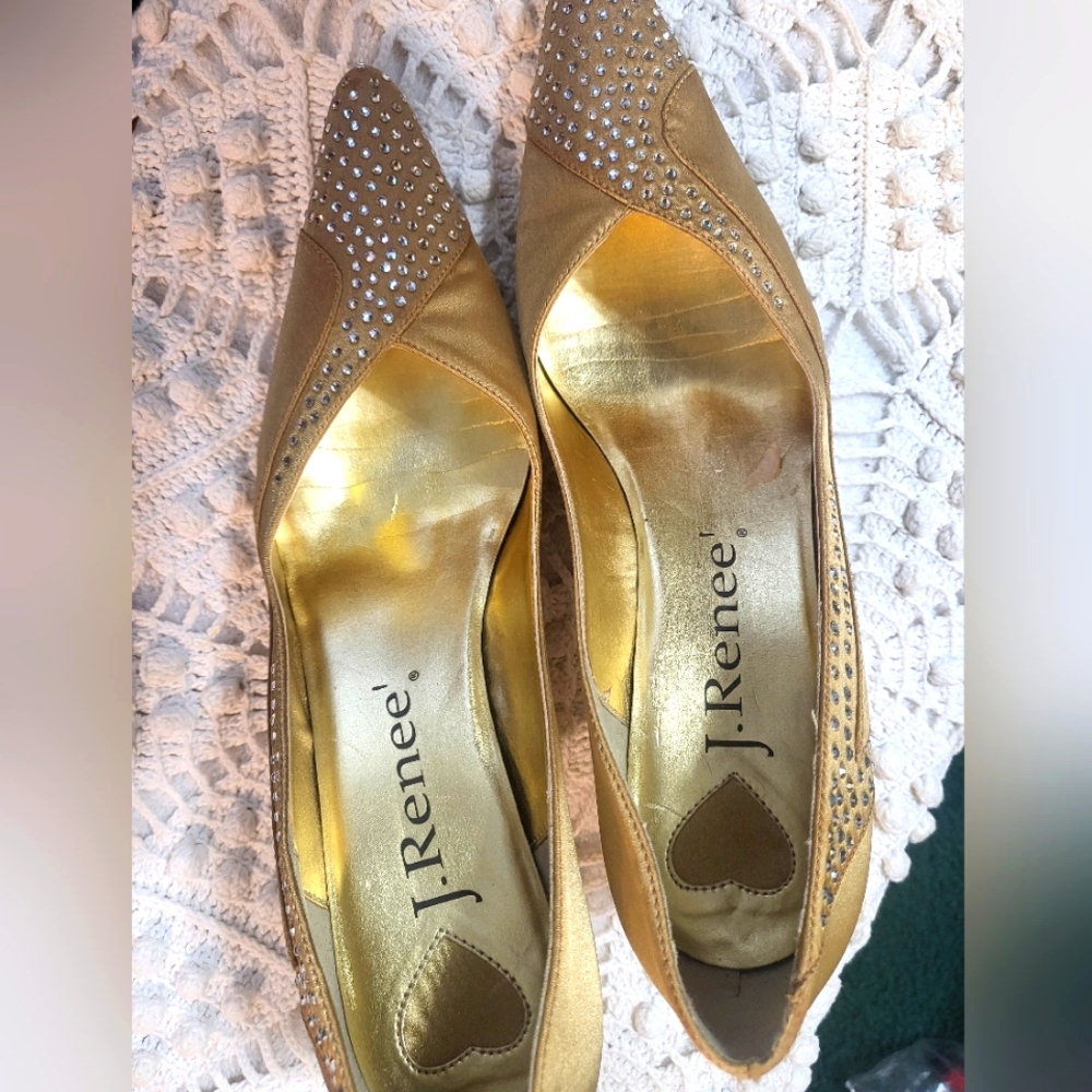 Gold Rhinestone Evening Shoes
